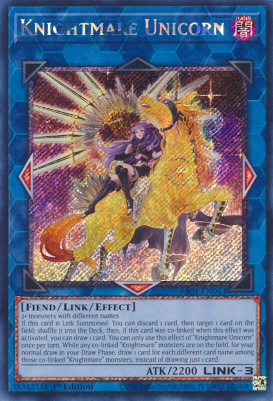 Knightmare Unicorn (Alternate Art) (Platinum Secret Rare) RA01-EN043 card from 25th Anniversary Rarity Collection