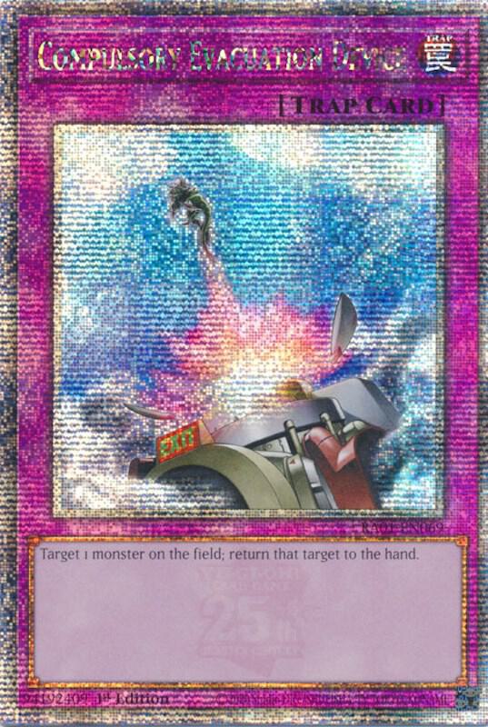 Compulsory Evacuation Device (Quarter Century Secret Rare) RA01-EN069 card from 25th Anniversary Rarity Collection