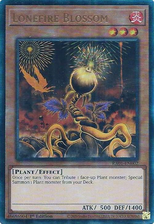 Lonefire Blossom (PUR) RA01-EN002 card from 25th Anniversary Rarity Collection