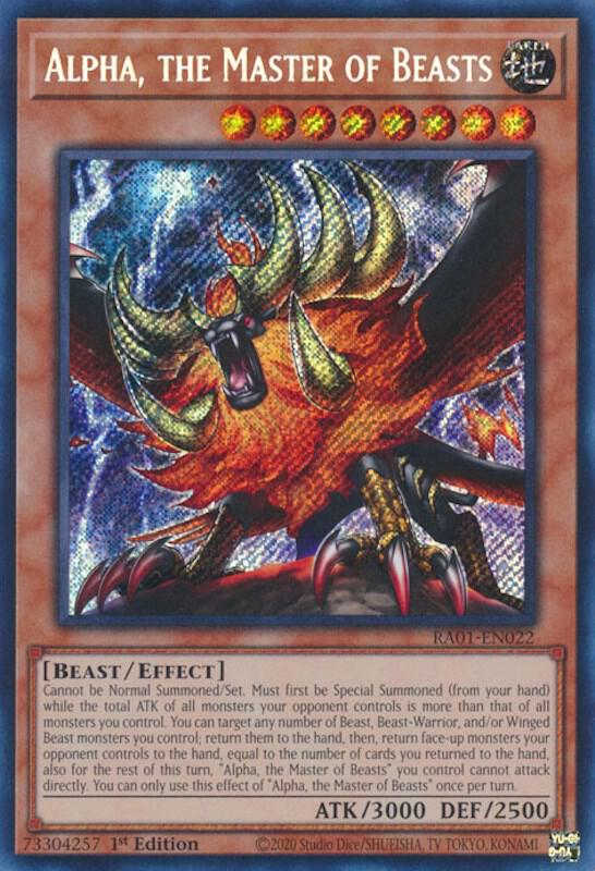 Alpha, the Master of Beasts (Secret Rare) RA01-EN022 card from 25th Anniversary Rarity Collection