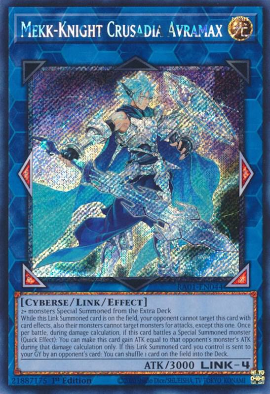 Mekk-Knight Crusadia Avramax (Platinum Secret Rare) RA01-EN044 card from 25th Anniversary Rarity Collection