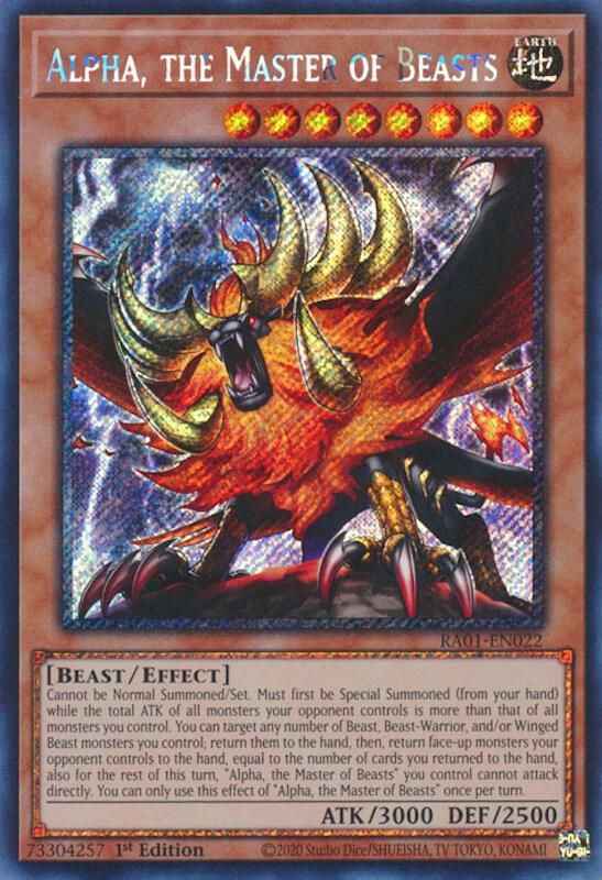 Alpha, the Master of Beasts (Platinum Secret Rare) RA01-EN022 card from 25th Anniversary Rarity Collection