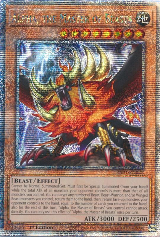 Alpha, the Master of Beasts (Quarter Century Secret Rare) RA01-EN022 card from 25th Anniversary Rarity Collection