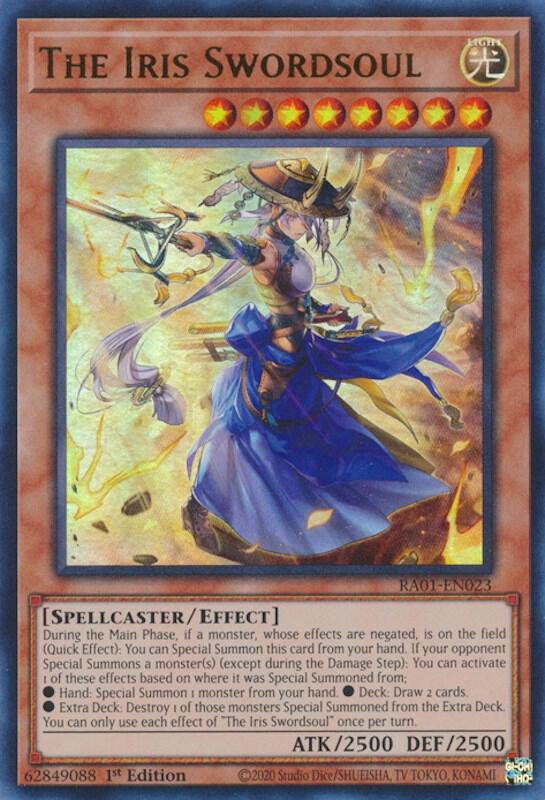The Iris Swordsoul (UR) RA01-EN023 card from 25th Anniversary Rarity Collection
