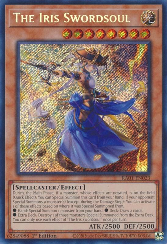 The Iris Swordsoul (Secret Rare) RA01-EN023 card from 25th Anniversary Rarity Collection