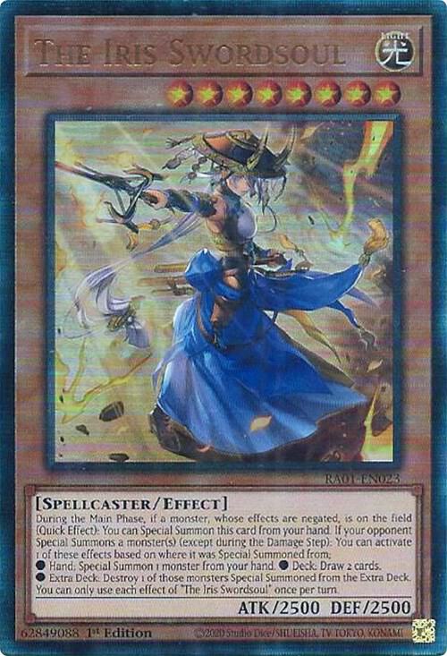 The Iris Swordsoul (PUR) RA01-EN023 card from 25th Anniversary Rarity Collection