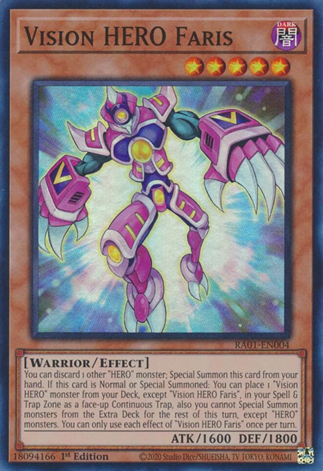 Vision HERO Faris RA01-EN004 card from 25th Anniversary Rarity Collection