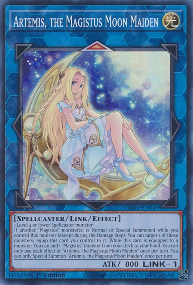 Artemis, the Magistus Moon Maiden RA01-EN049 card from 25th Anniversary Rarity Collection