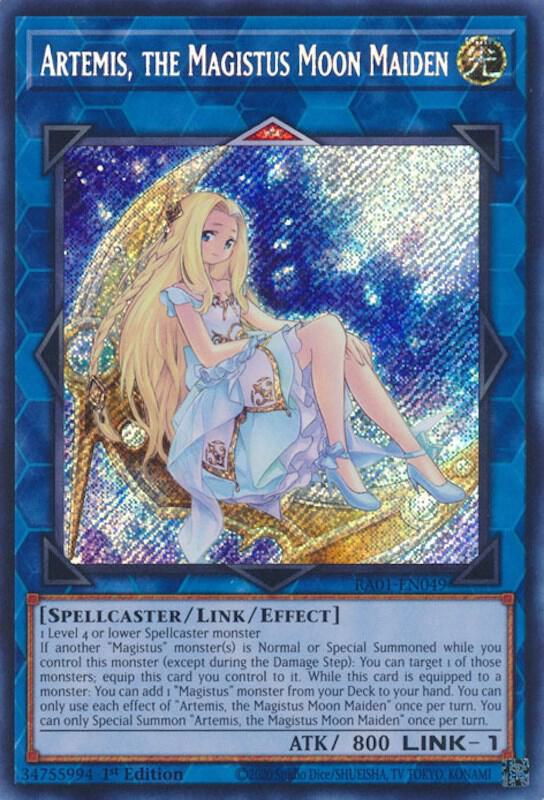 Artemis, the Magistus Moon Maiden (Secret Rare) RA01-EN049 card from 25th Anniversary Rarity Collection