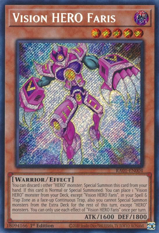 Vision HERO Faris (Secret Rare) RA01-EN004 card from 25th Anniversary Rarity Collection