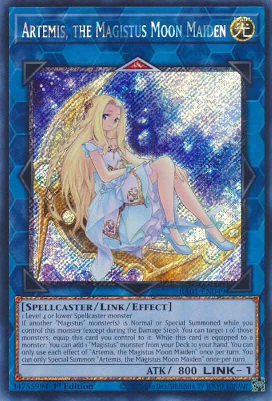 Artemis, the Magistus Moon Maiden (Platinum Secret Rare) RA01-EN049 card from 25th Anniversary Rarity Collection