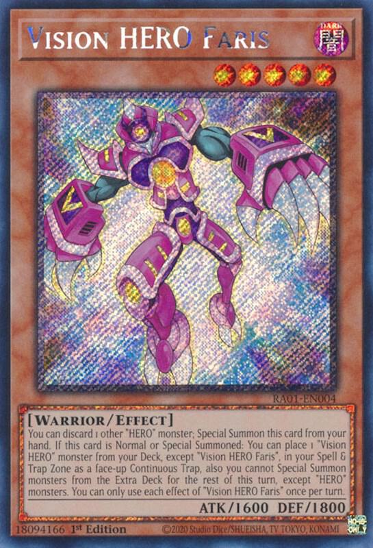 Vision HERO Faris (Platinum Secret Rare) RA01-EN004 card from 25th Anniversary Rarity Collection