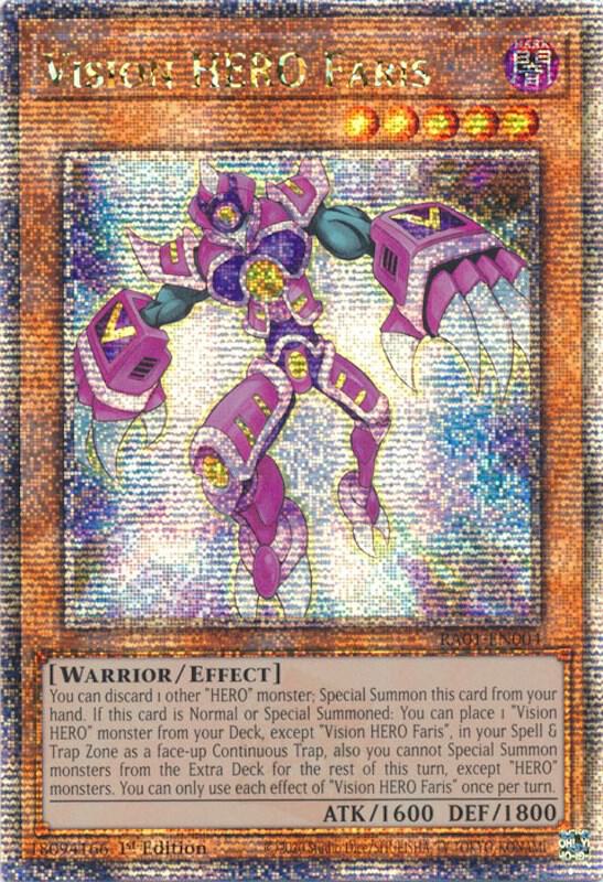 Vision HERO Faris (Quarter Century Secret Rare) RA01-EN004 card from 25th Anniversary Rarity Collection