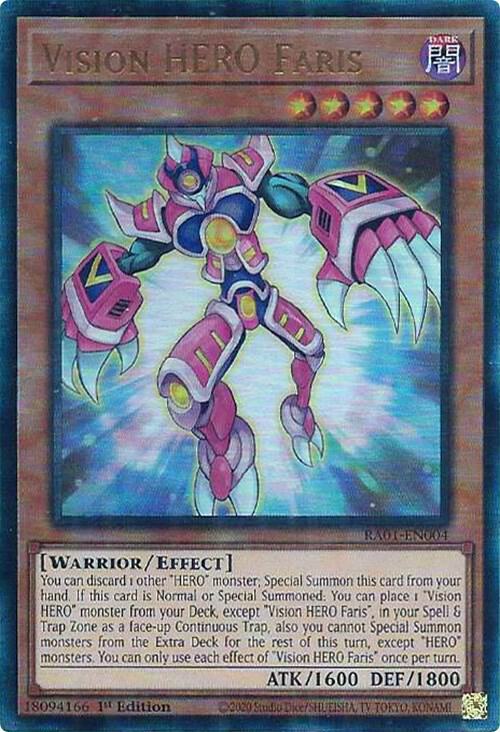 Vision HERO Faris (PUR) RA01-EN004 card from 25th Anniversary Rarity Collection