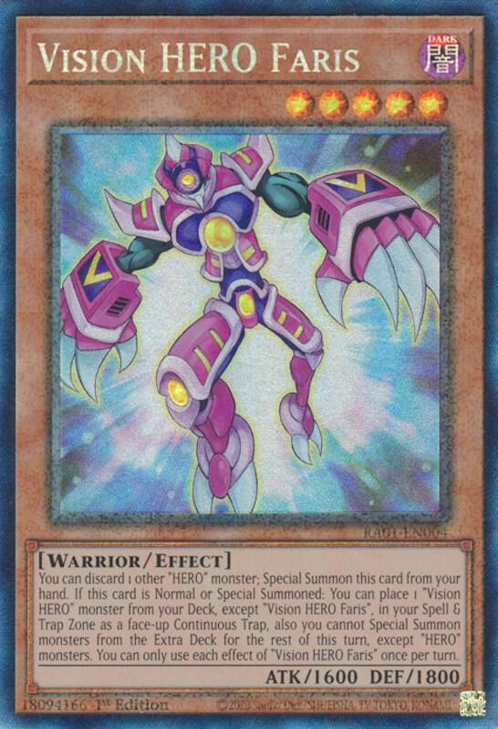 Vision HERO Faris (PCR) RA01-EN004 card from 25th Anniversary Rarity Collection
