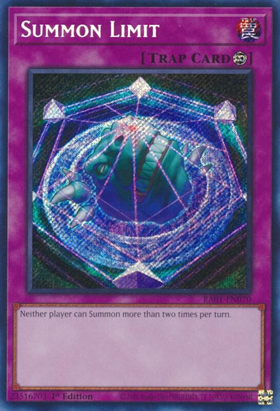 Summon Limit (Secret Rare) RA01-EN070 card from 25th Anniversary Rarity Collection