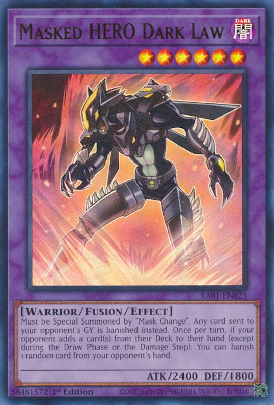 Masked HERO Dark Law (UR) RA01-EN025 card from 25th Anniversary Rarity Collection