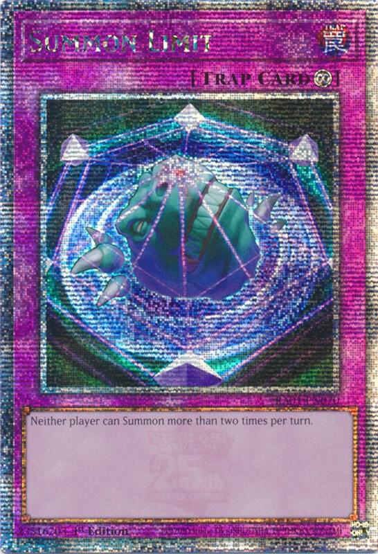 Summon Limit (Quarter Century Secret Rare) RA01-EN070 card from 25th Anniversary Rarity Collection