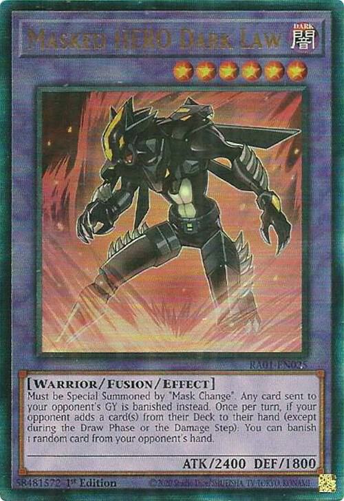 Masked HERO Dark Law (PUR) RA01-EN025 card from 25th Anniversary Rarity Collection