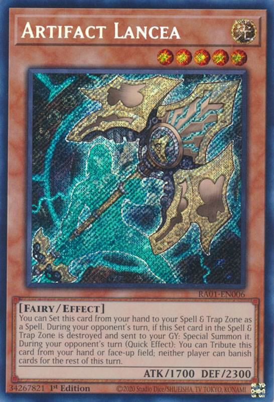 Artifact Lancea (Secret Rare) RA01-EN006 card from 25th Anniversary Rarity Collection