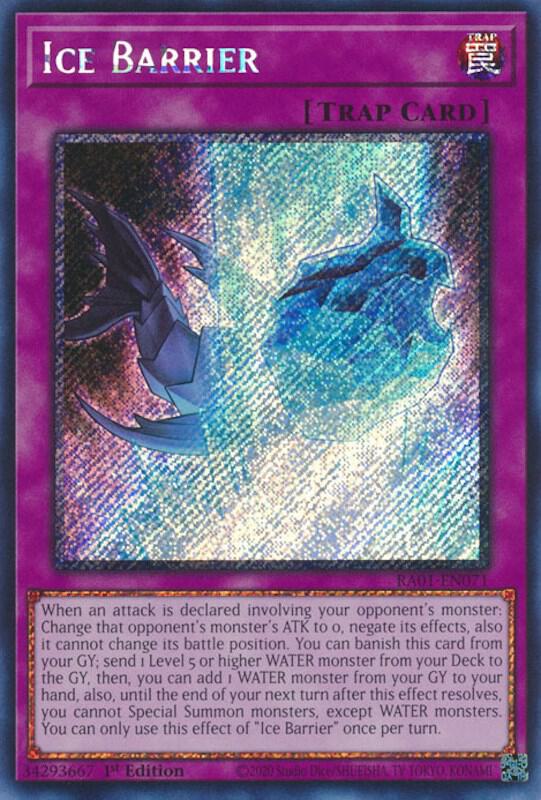 Ice Barrier (Platinum Secret Rare) RA01-EN071 card from 25th Anniversary Rarity Collection