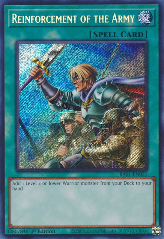 Reinforcement of the Army (Secret Rare) RA01-EN051 card from 25th Anniversary Rarity Collection