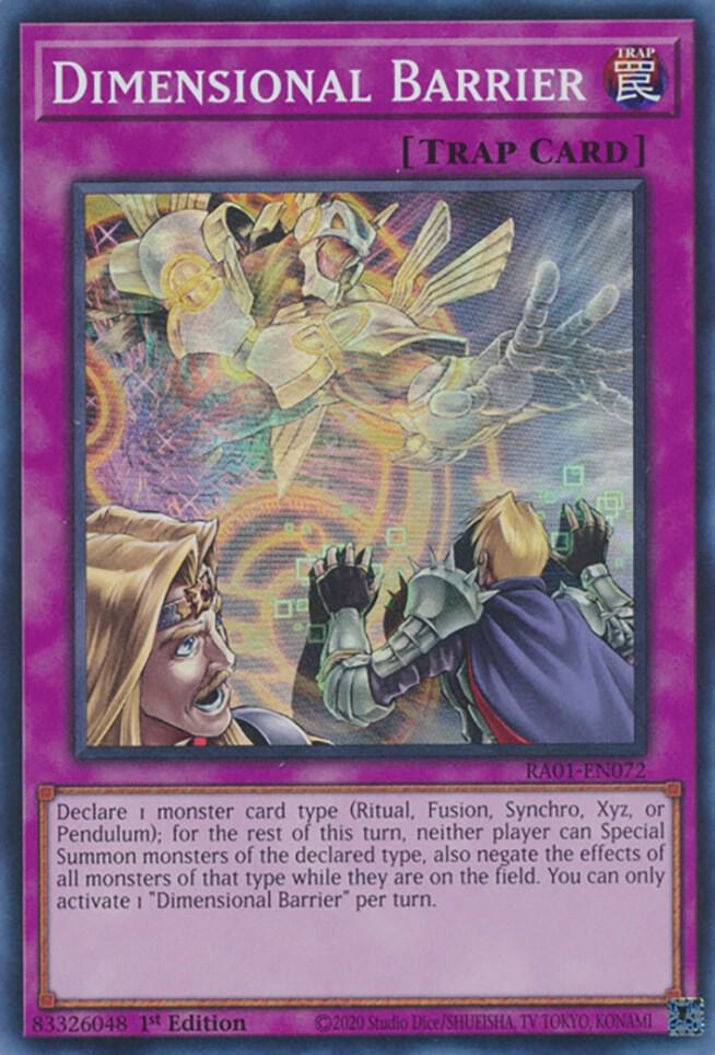 Dimensional Barrier RA01-EN072 card from 25th Anniversary Rarity Collection