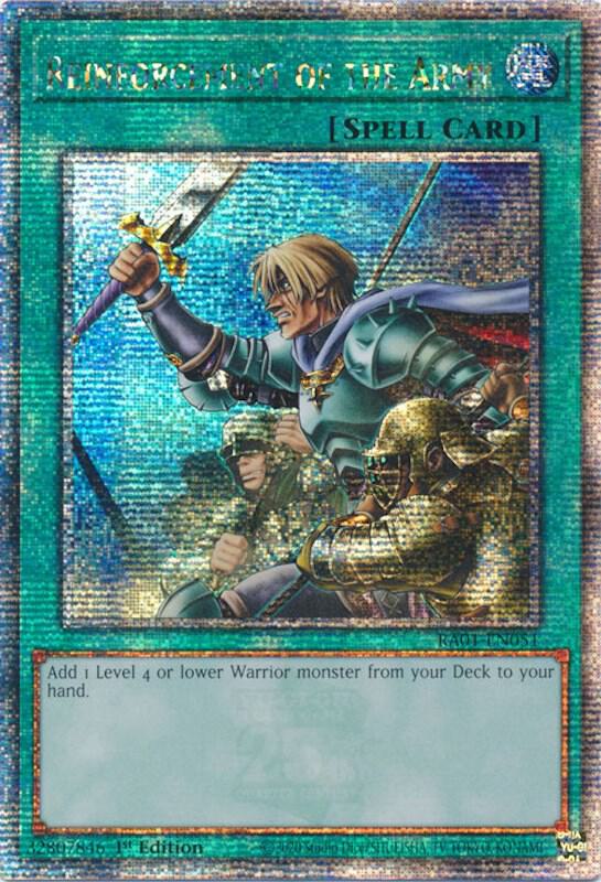 Reinforcement of the Army (Quarter Century Secret Rare) RA01-EN051 card from 25th Anniversary Rarity Collection