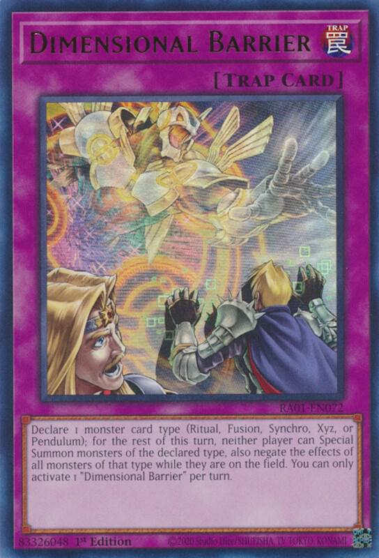 Dimensional Barrier (UR) RA01-EN072 card from 25th Anniversary Rarity Collection