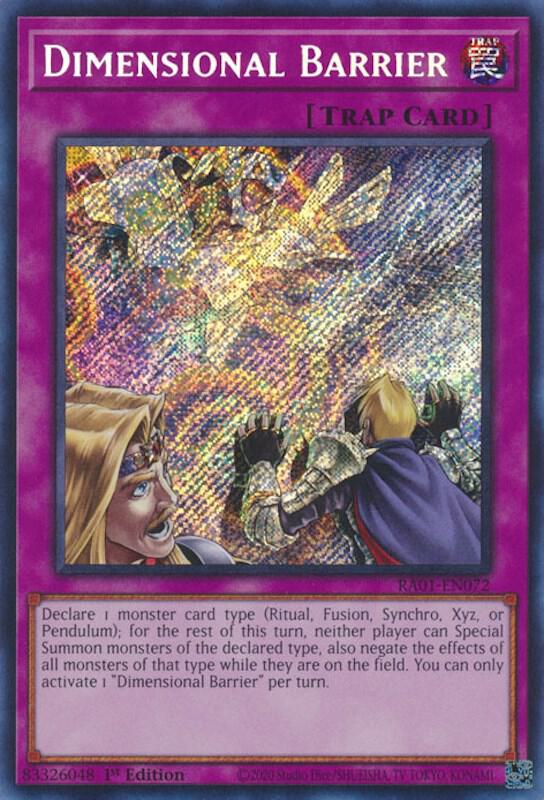 Dimensional Barrier (Secret Rare) RA01-EN072 card from 25th Anniversary Rarity Collection