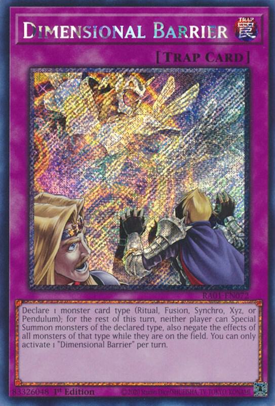 Dimensional Barrier (Platinum Secret Rare) RA01-EN072 card from 25th Anniversary Rarity Collection