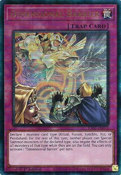 Dimensional Barrier (PUR) RA01-EN072 card from 25th Anniversary Rarity Collection