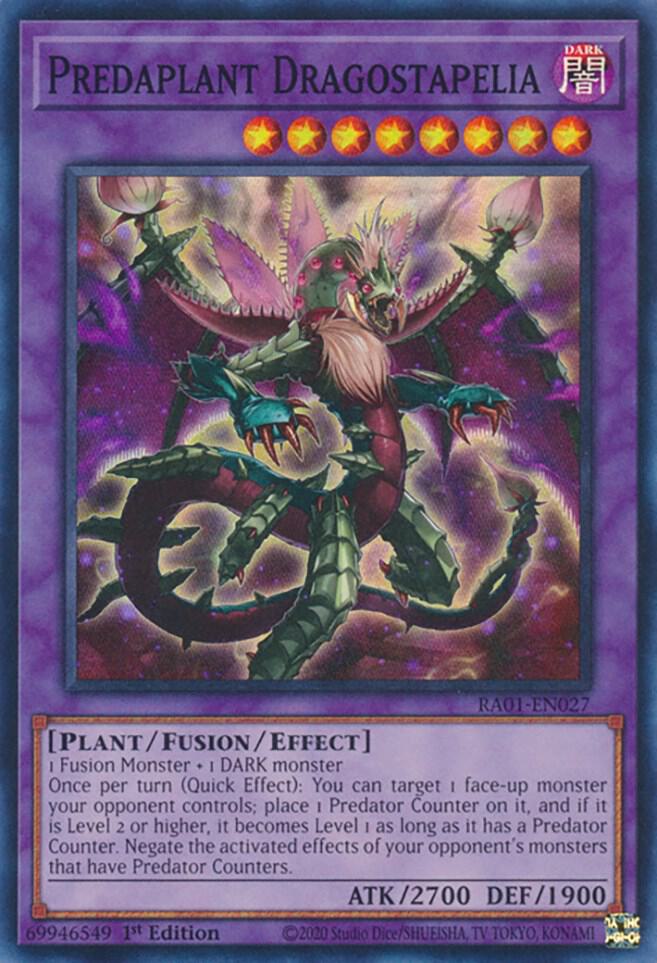 Predaplant Dragostapelia RA01-EN027 card from 25th Anniversary Rarity Collection