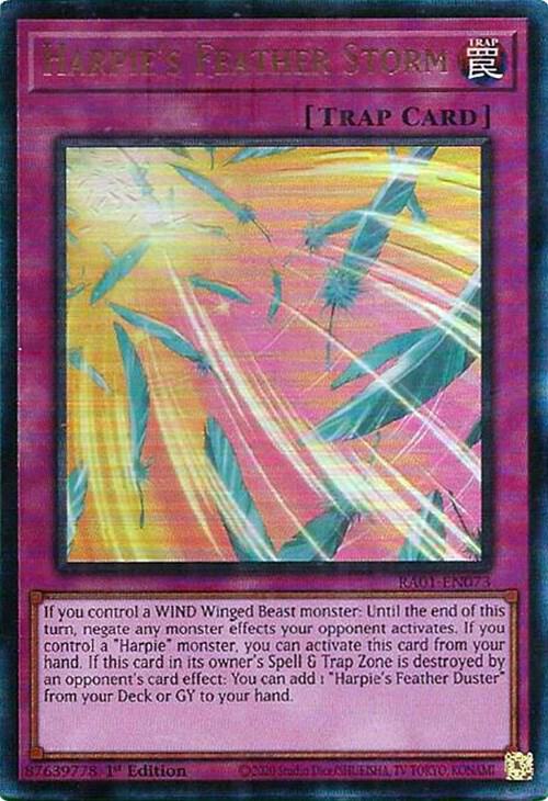 Harpie's Feather Storm (PUR) RA01-EN073 card from 25th Anniversary Rarity Collection