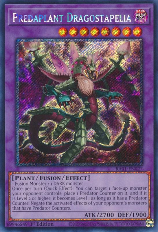 Predaplant Dragostapelia (Platinum Secret Rare) RA01-EN027 card from 25th Anniversary Rarity Collection