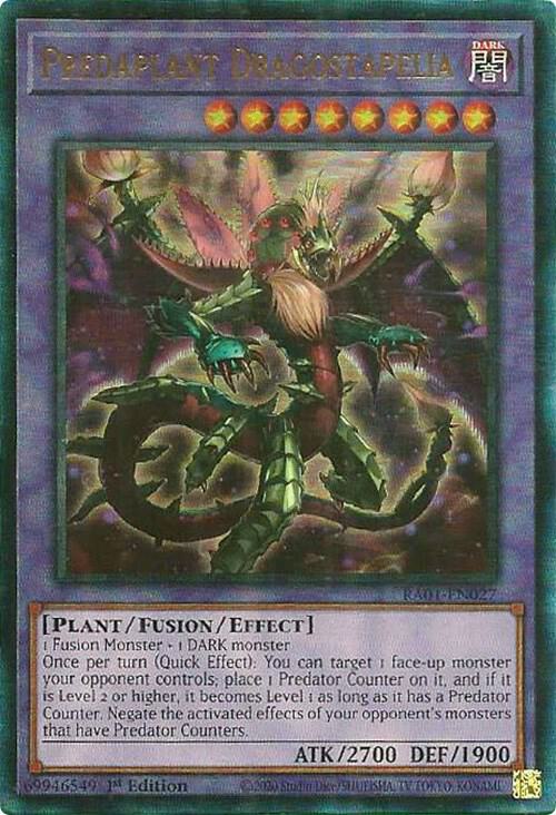 Predaplant Dragostapelia (PUR) RA01-EN027 card from 25th Anniversary Rarity Collection
