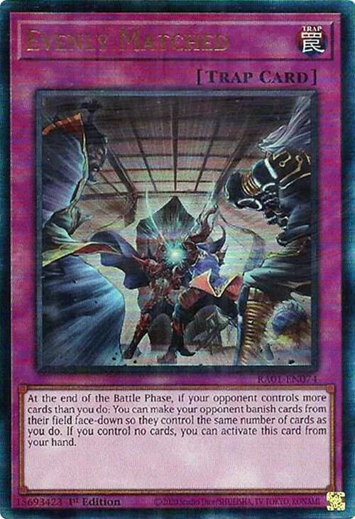 Evenly Matched (PUR) RA01-EN074 card from 25th Anniversary Rarity Collection