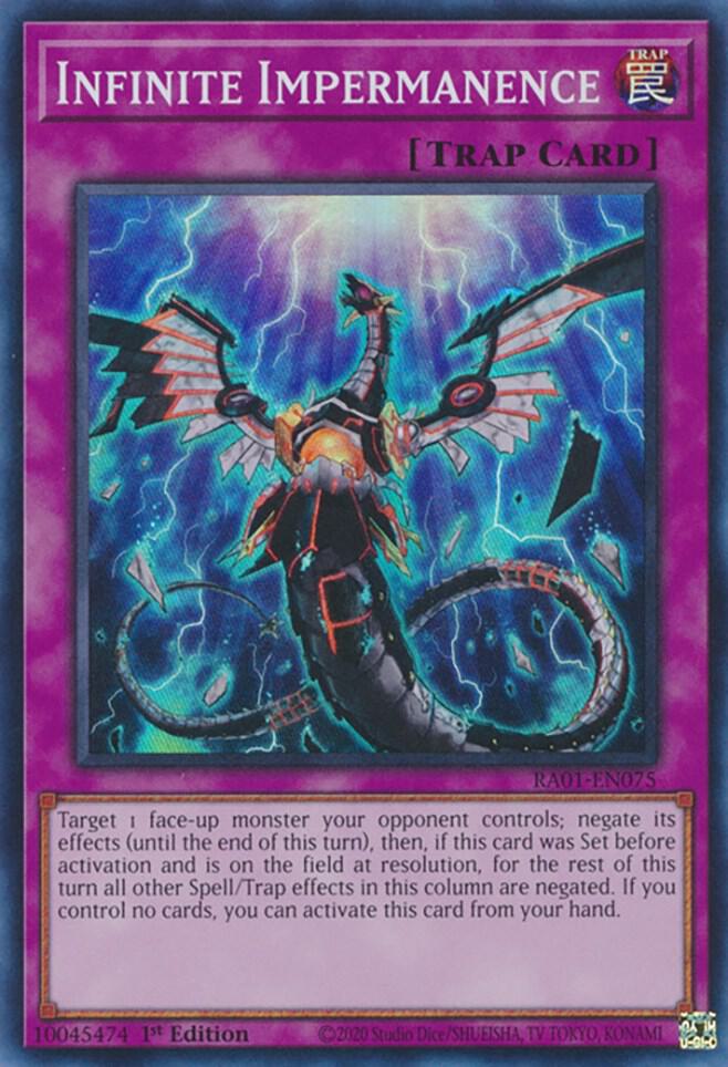 Infinite Impermanence RA01-EN075 card from 25th Anniversary Rarity Collection