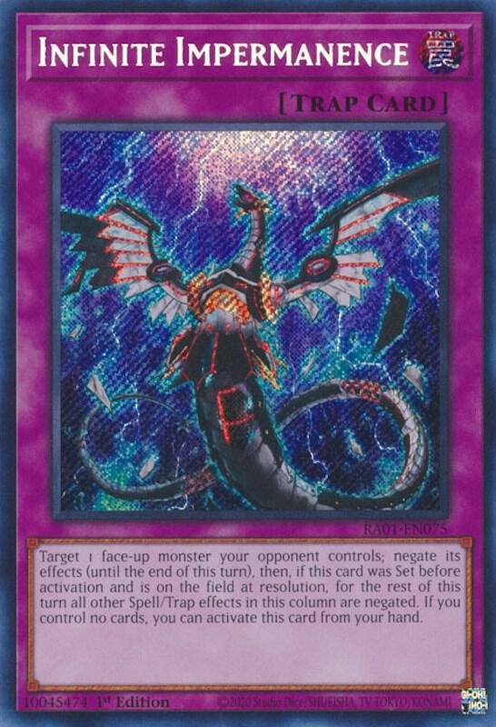 Infinite Impermanence (Secret Rare) RA01-EN075 card from 25th Anniversary Rarity Collection