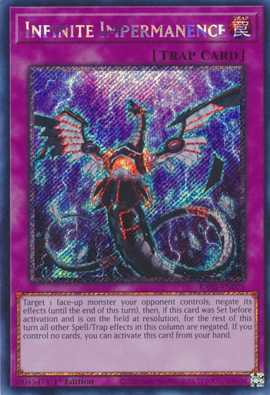 Infinite Impermanence (Platinum Secret Rare) RA01-EN075 card from 25th Anniversary Rarity Collection