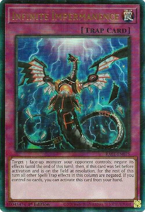 Infinite Impermanence (PUR) RA01-EN075 card from 25th Anniversary Rarity Collection