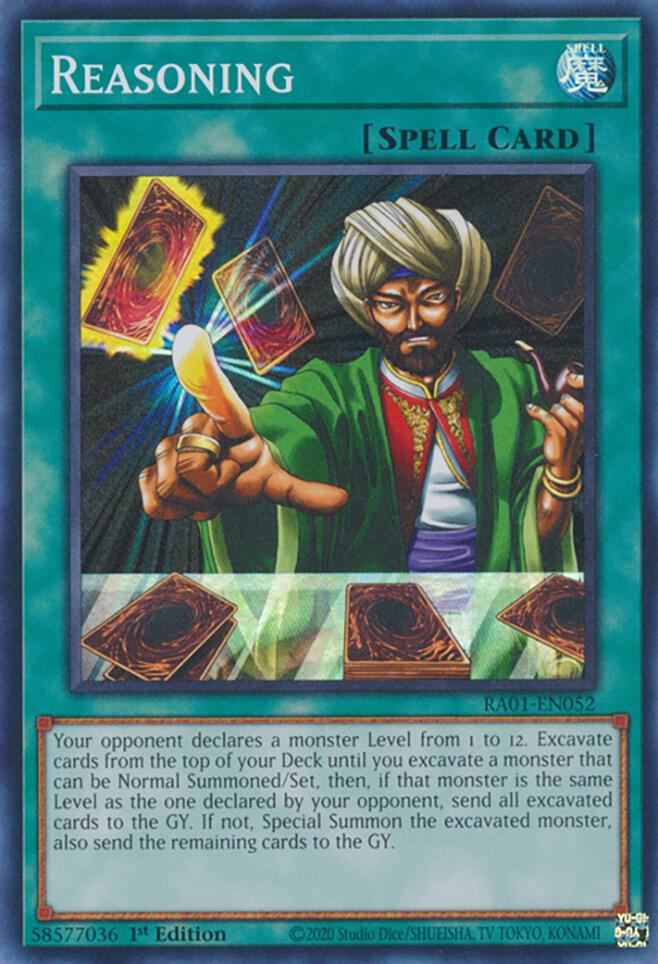 Reasoning RA01-EN052 card from 25th Anniversary Rarity Collection