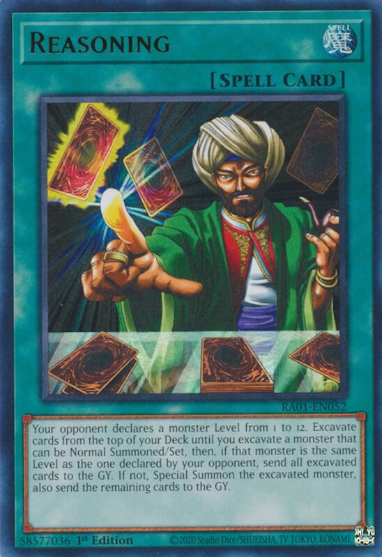 Reasoning (UR) RA01-EN052 card from 25th Anniversary Rarity Collection