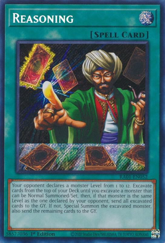 Reasoning (Secret Rare) RA01-EN052 card from 25th Anniversary Rarity Collection