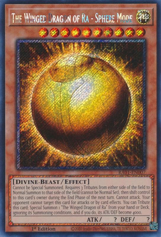 The Winged Dragon of Ra - Sphere Mode (Platinum Secret Rare) RA01-EN007 card from 25th Anniversary Rarity Collection