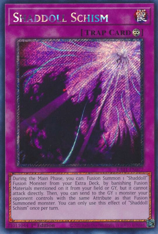 Shaddoll Schism (Platinum Secret Rare) RA01-EN077 card from 25th Anniversary Rarity Collection