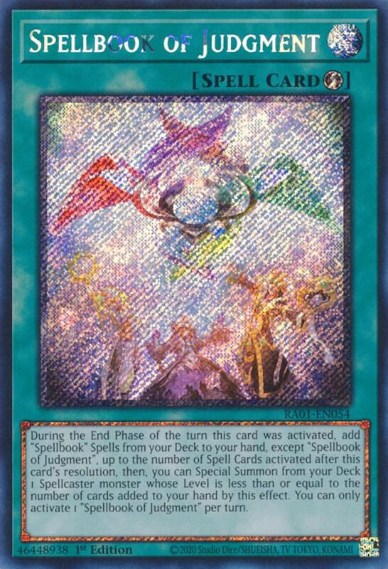Spellbook of Judgment (Platinum Secret Rare) RA01-EN054 card from 25th Anniversary Rarity Collection