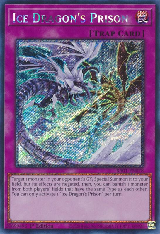 Ice Dragon's Prison (Platinum Secret Rare) RA01-EN078 card from 25th Anniversary Rarity Collection