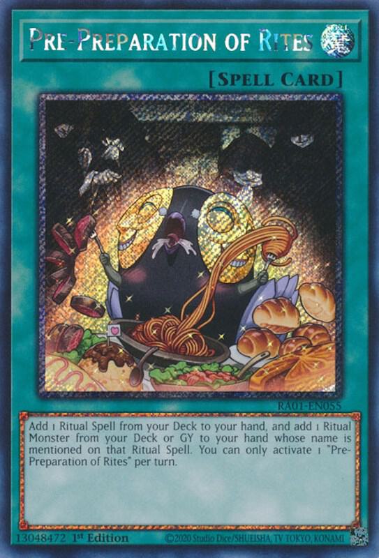 Pre-Preparation of Rites (Platinum Secret Rare) RA01-EN055 card from 25th Anniversary Rarity Collection