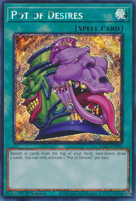 Pot of Desires (Platinum Secret Rare) RA01-EN056 card from 25th Anniversary Rarity Collection
